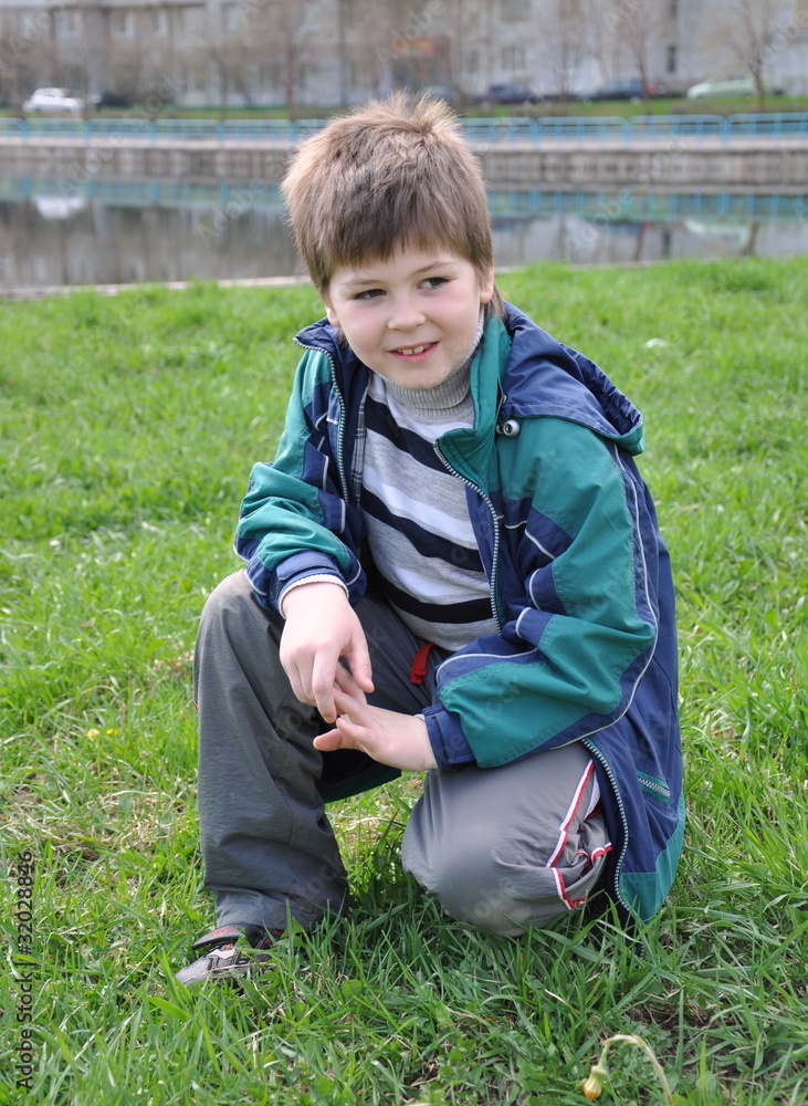 Portrait of a boy in the park Portrait of a boy in the park