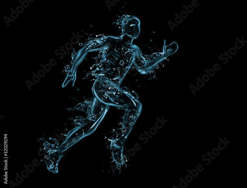 Running man liquid artwork on black