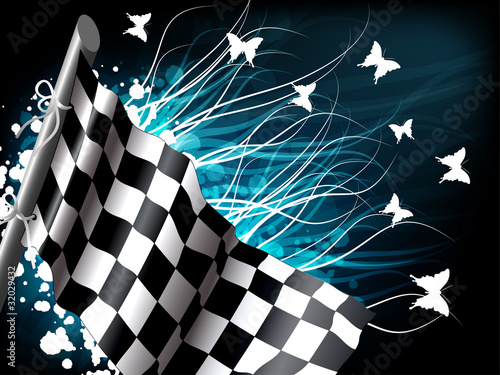 Abstract Checkered flag with butterflies