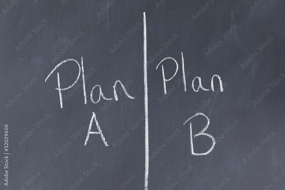 Blackboard divided into two plans Blackboard divided into two plans
