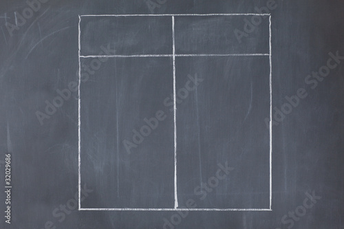 Empty table on a blackboard