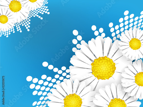 Blue background with flowers