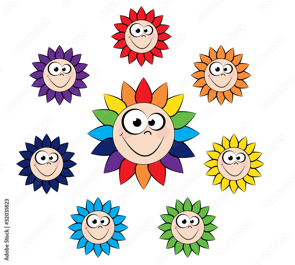 rainbow flower smiles and looks ahead rainbow flower smiles and looks ahead