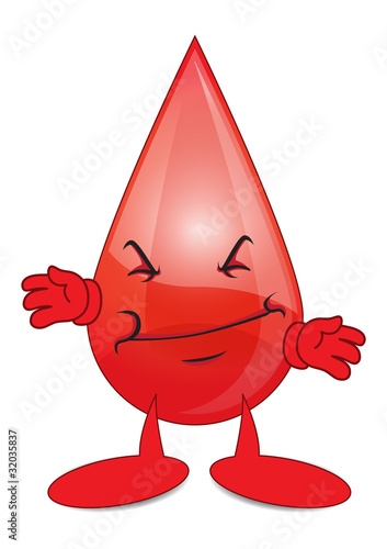 Grin Blood Cartoon Character Illustration Isolated White