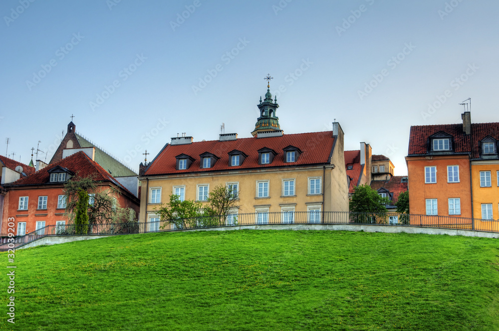 Old town buildings on a hill. Warsaw, Poland. Old town buildings on a hill. Warsaw, Poland.
