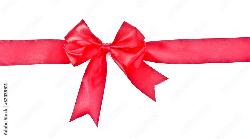 Gift red ribbon and bow isolated on white background Gift red ribbon and bow isolated on white background