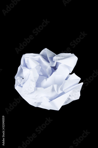 Crumple white paper, A crumpled white paper on black screen.