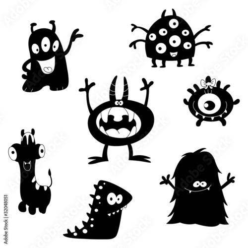 Cute monsters silhouettes