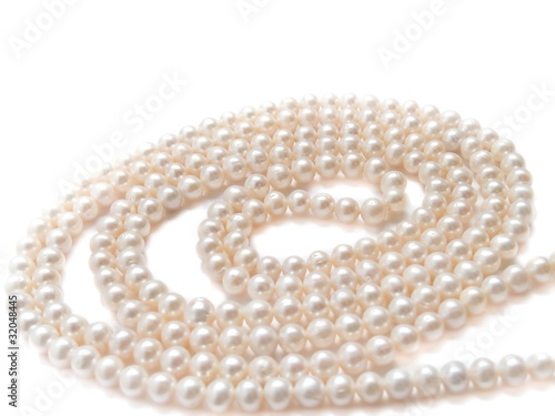 pearls necklace jewelry, isolated over white background
