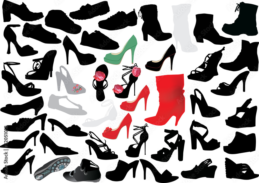 large set of isolated shoes large set of isolated shoes