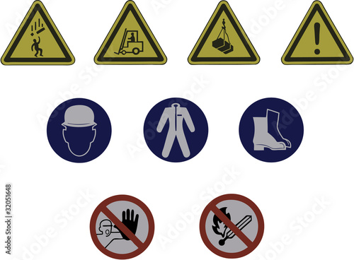 Construction site safety signs illustration