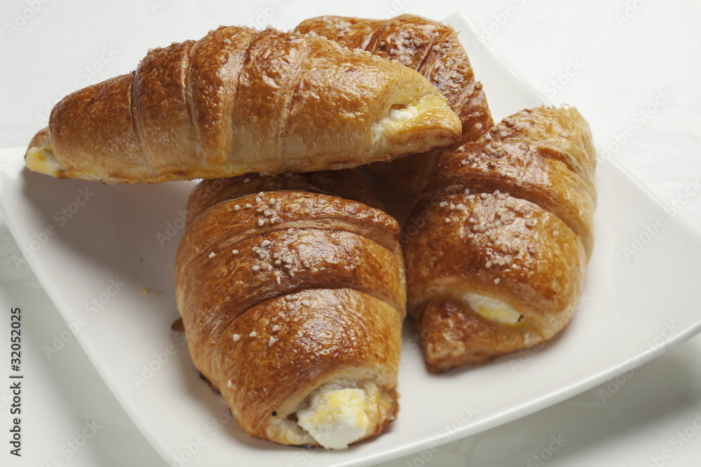 homemade croissants filled with cheese