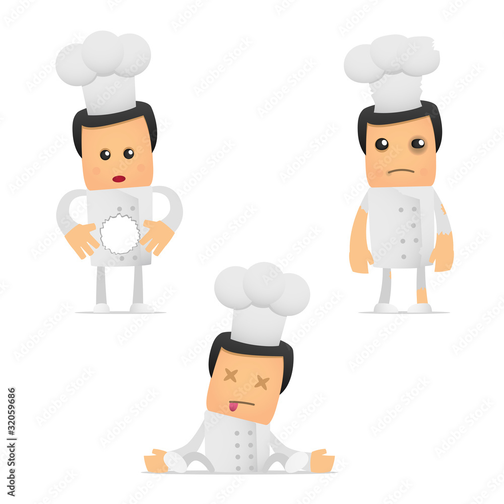 set of funny cartoon chef set of funny cartoon chef