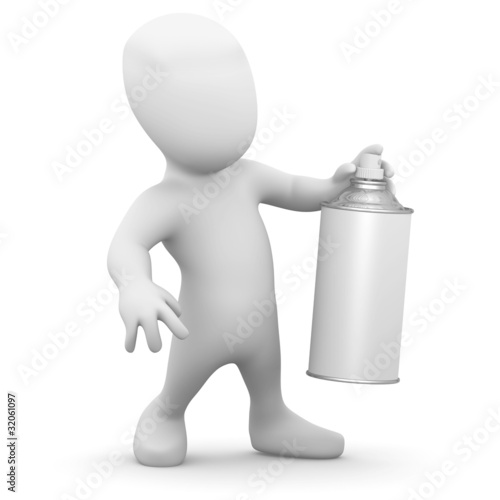 Картината върху платно 3d Little man sprays some graffiti