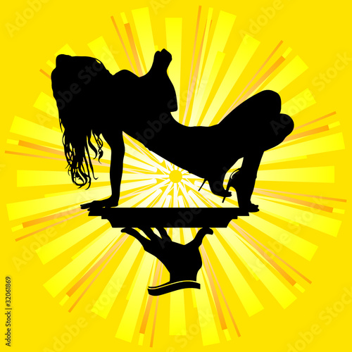 girl silhouette on the tray