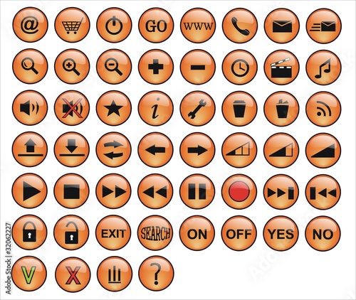 botones informática pack naranja