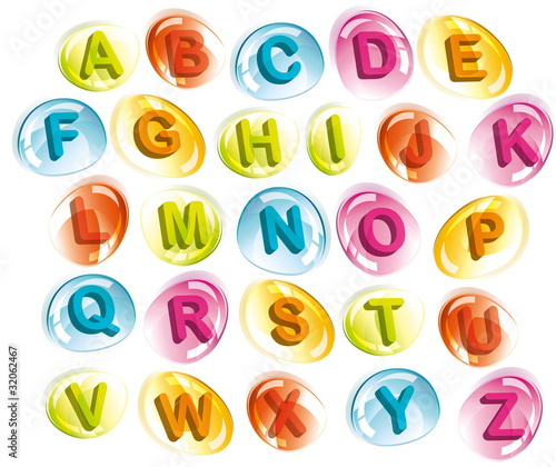 Joyful alphabet in colorful drops