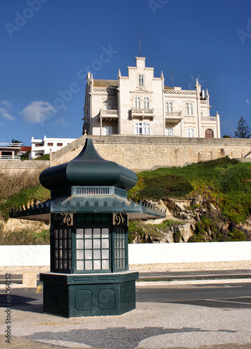 Green kiosk in Foz do Arelho, Portugal photo