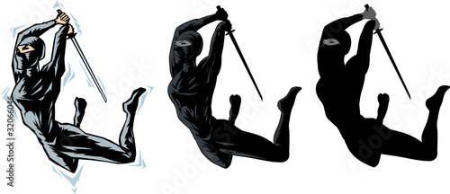 3 different styles of a ninja girl attack