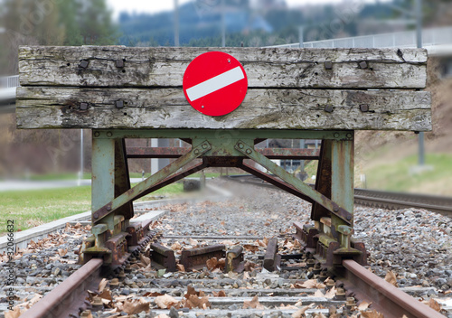 wooden buffer stop concept photo