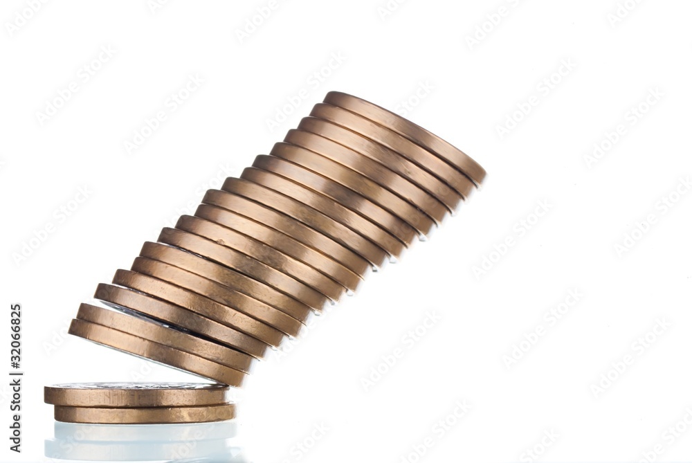 Unstable stack of golden coins Unstable stack of golden coins