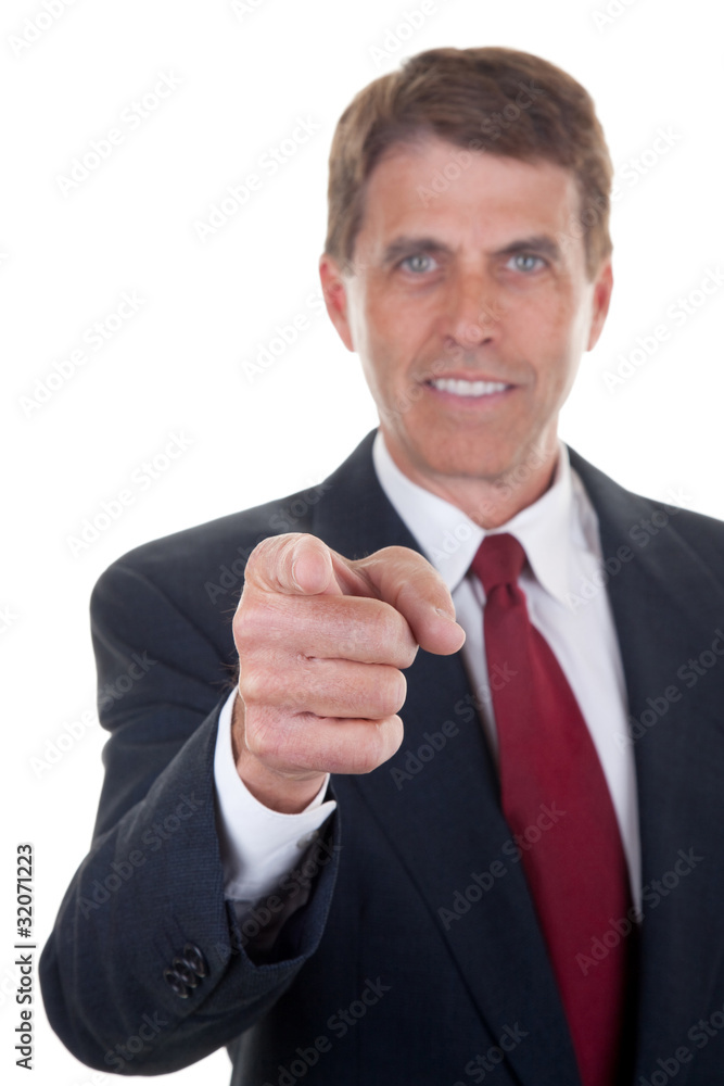 Business Man Pointing - Selective Focus on the Finger Business Man Pointing - Selective Focus on the Finger