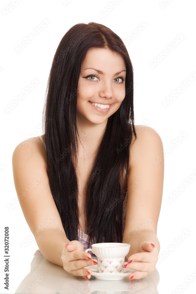 Young beautiful woman drinking coffee Young beautiful woman drinking coffee