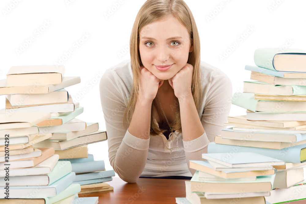 Student teenager woman with books Student teenager woman with books