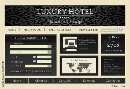 Website template for your hotel vector