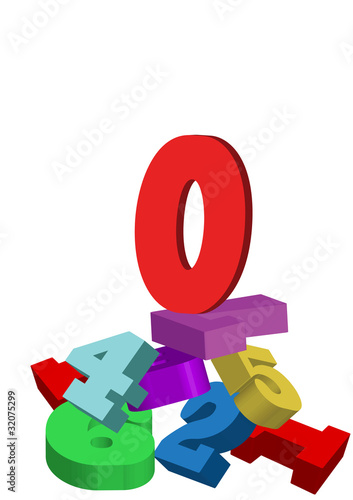 set of the varicoloured numerals