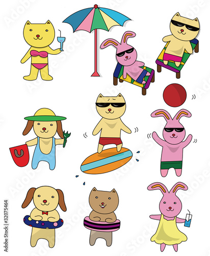 summer animal set icon