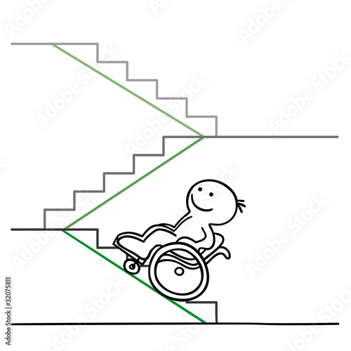 figur rollstuhlfahrer fährt rampe hoch