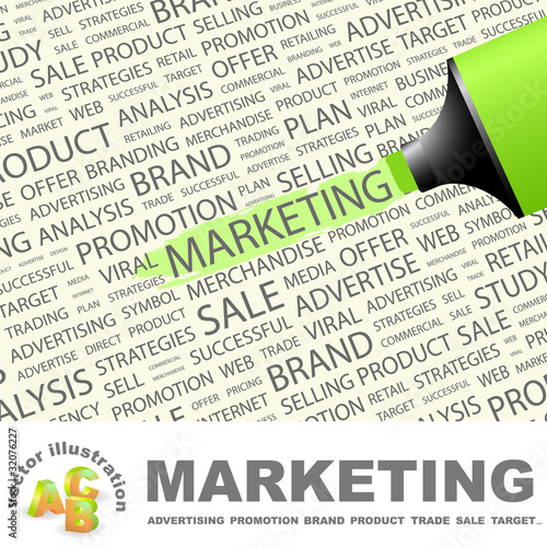 MARKETING. Highlighter over different association terms.