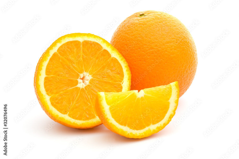 Fresh orange fruits isolated on white background Fresh orange fruits isolated on white background