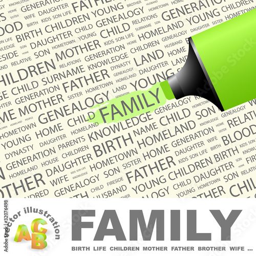 FAMILY. Highlighter over different association terms.
