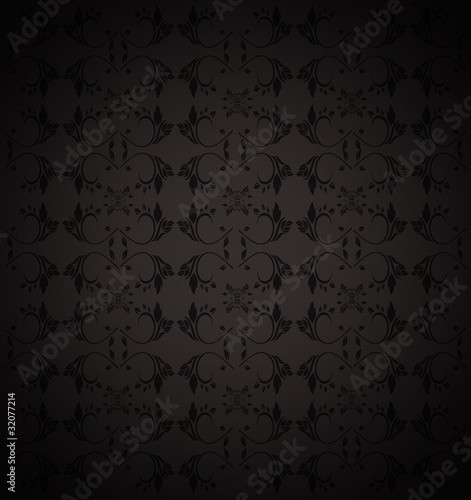 black abstract background with floral pattern