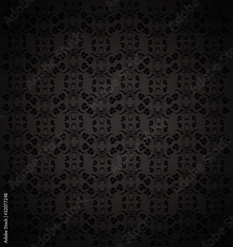 black abstract background with floral texture