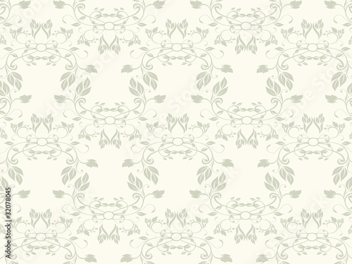 white background with floral pattern