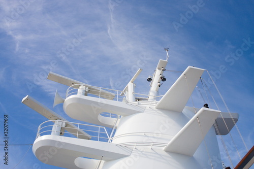 White Radar Tower on a Cruise Ship