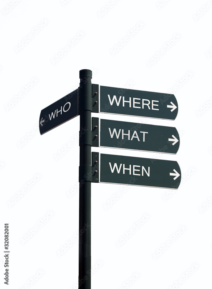 Fototapeta premium who where when where sign