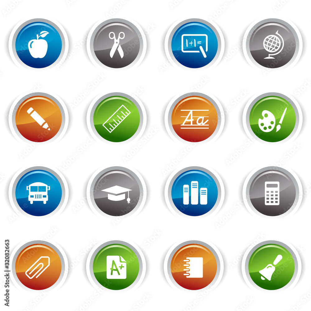 Glossy Buttons - School Icons Glossy Buttons - School Icons