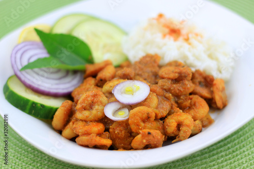 Red shrimp curry made in Indian tropical style