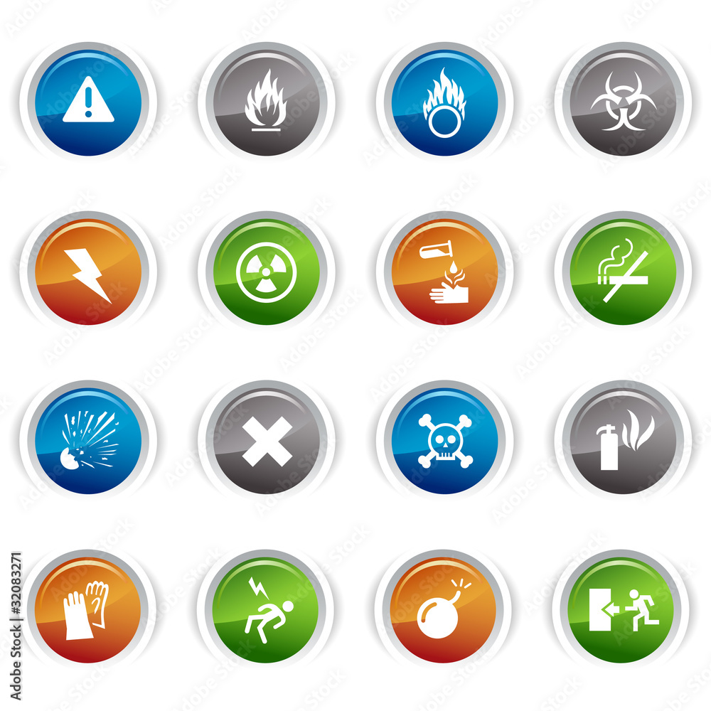Glossy buttons - warning icons Glossy buttons - warning icons