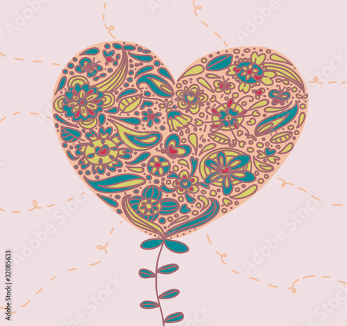 Carta da parati il sakura - Carta da parati decorazione floreale a forma di cuore