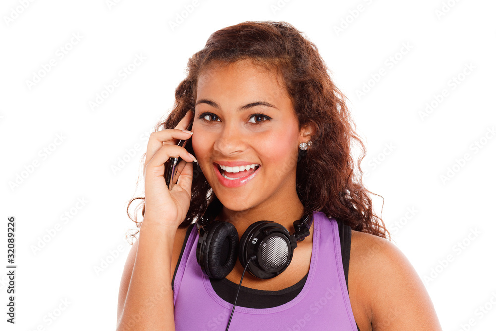 Fototapeta premium teenager telefoniert mit dem handy