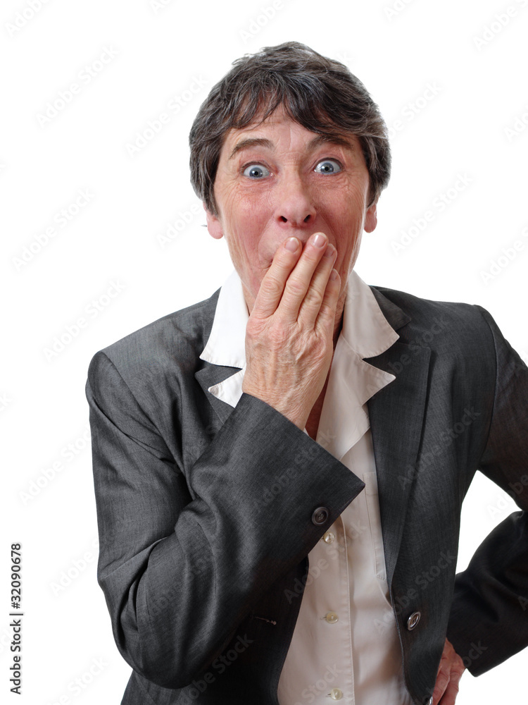 Portrait of amazed businesswoman isolated on white Portrait of amazed businesswoman isolated on white