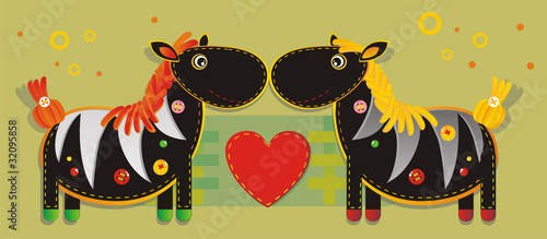 Cheerful applique fabric with zebra