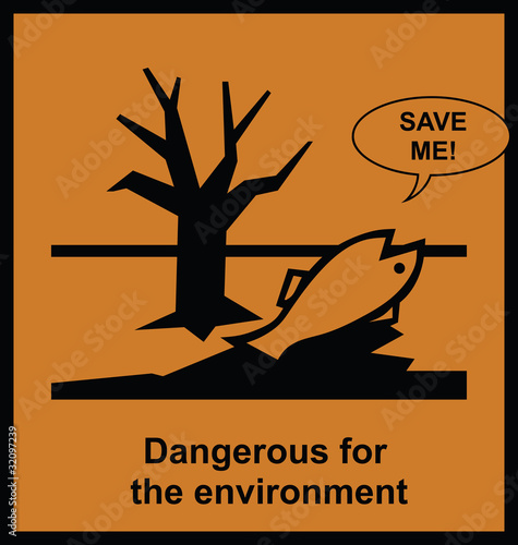 Dangerous to the environment sign with help message