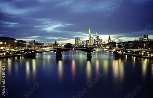 Frankfurt city skyline on sunset © telesniuk
