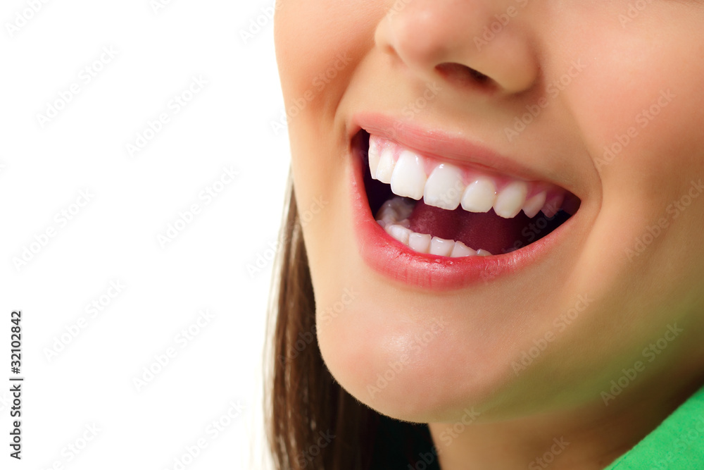 Obraz premium perfect smile healthy tooth cheerful teen girl isolated on white